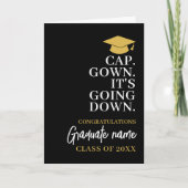 Cap Gownダウン – 名前モダン卒業 カード (正面)
