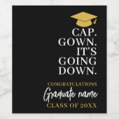 Cap Gownダウン – 名前モダン卒業 ワインラベル (シングルラベル)