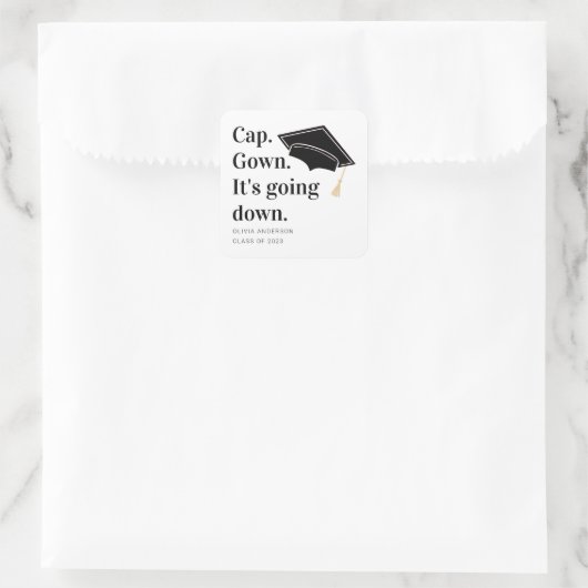 Cap Gown卒業式パーティーが行われている スクエアシール (バッグ)