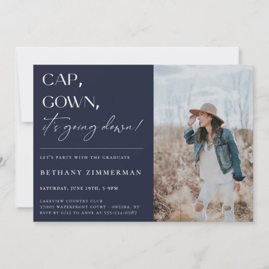 Cap Gown卒業式パーティーが行われている 招待状 (正面)