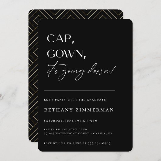 Cap Gown卒業式パーティーが行われている 招待状 (正面/裏面)