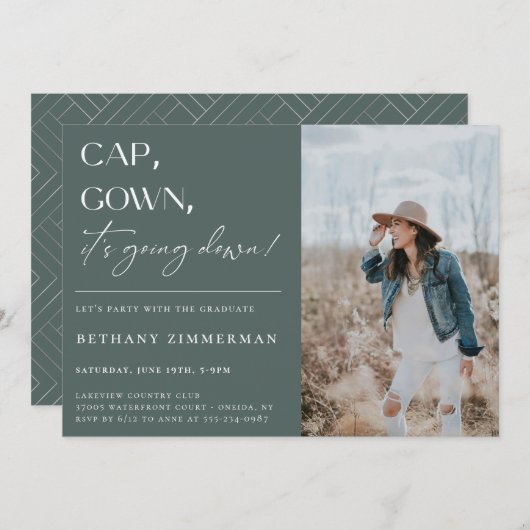 Cap Gown卒業式パーティーが行われている 招待状 (正面/裏面)