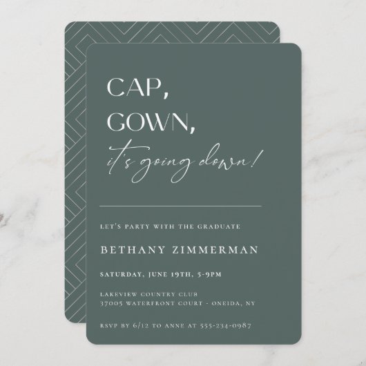 Cap Gown卒業式パーティーが行われている 招待状 (正面/裏面)