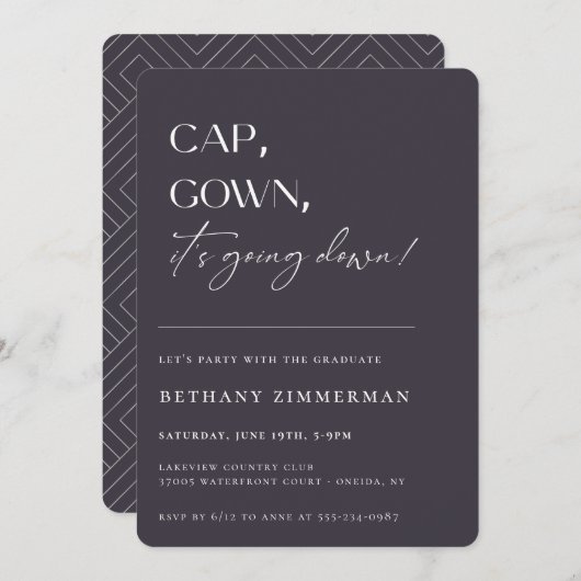 Cap Gown卒業式パーティーが行われている 招待状 (正面/裏面)