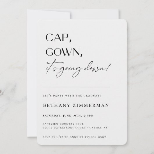 Cap Gown卒業式パーティーが行われている 招待状 (正面)