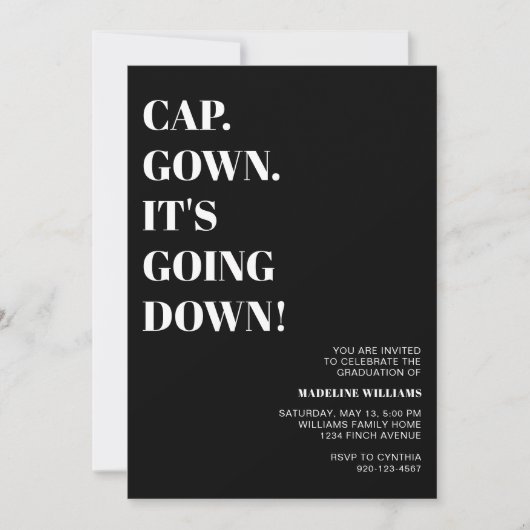 Cap Gown卒業式パーティーが行われている 招待状 (正面)