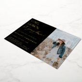 Cap Gown卒業式パーティーが行われている 箔招待状 (回転した状態)