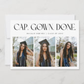 Cap. Gown. Done. 卒業おめでとう マルチフォト ホワイト 案内状 (正面)