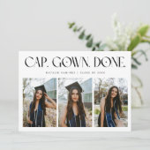 Cap. Gown. Done. 卒業おめでとう マルチフォト ホワイト 案内状 (スタンド正面)