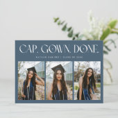 Cap. Gown. Done. Multi Photo Navy Blue Graduation 案内状 (スタンド正面)