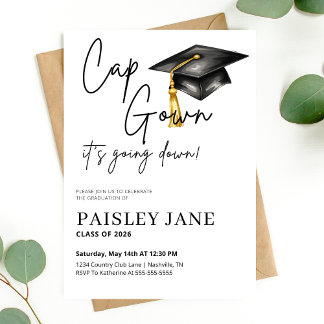 Cap Gown Its Going Down Graduation Party 招待状
