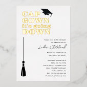 Cap Gown it's Going Down Graduation Party 箔招待状 (正面)