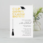 Cap Gown it's Going Down Graduation Party 箔招待状 (立ち正面)