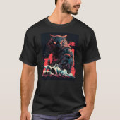 Cap Japanese Big Wave Art Funny Cat Gift For Men Tシャツ (正面)