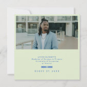 Cap Toss Blue & Green Graduation Announcement 招待状 (裏面)