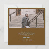 Cap Toss Brown & Silver Graduation Announcement 招待状 (裏面)