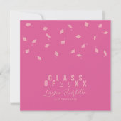 Cap Toss Pink & Blush Graduation Announcement 招待状 (正面)
