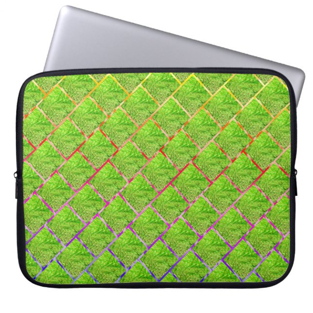 Capa de laptop, quadros verde amadurecido e linhas ラップトップスリーブ (正面)