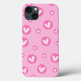 Capa IPhone Padrão de Corações Rosa 13ケース