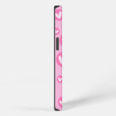 Capa IPhone Padrão de Corações Rosa iPhoneケース (右側面)