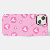Capa IPhone Padrão de Corações Rosa iPhoneケース (裏面横)