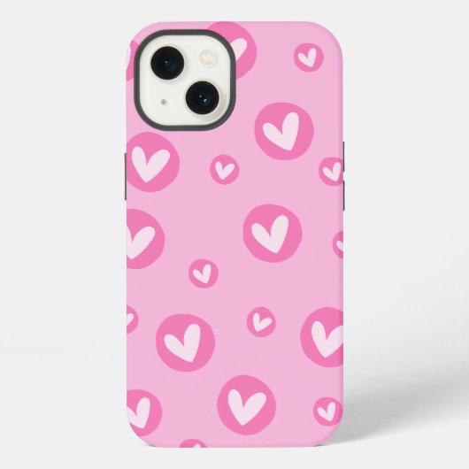 Capa IPhone Padrão de Corações Rosa iPhoneケース (裏面)