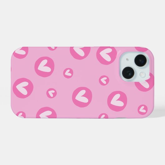 Capa IPhone Padrões de Coração 15ケース (裏面横)