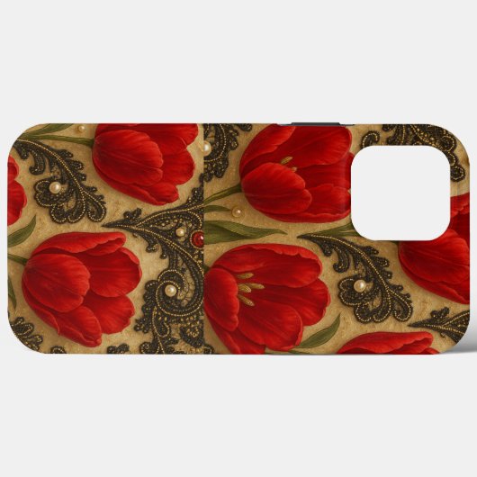 Capa para celular Tulipas e Renda  DESIGN  Case-Mate iPhoneケース (裏面 (横))