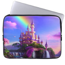Capa para laptop com paisagem magica de castelo