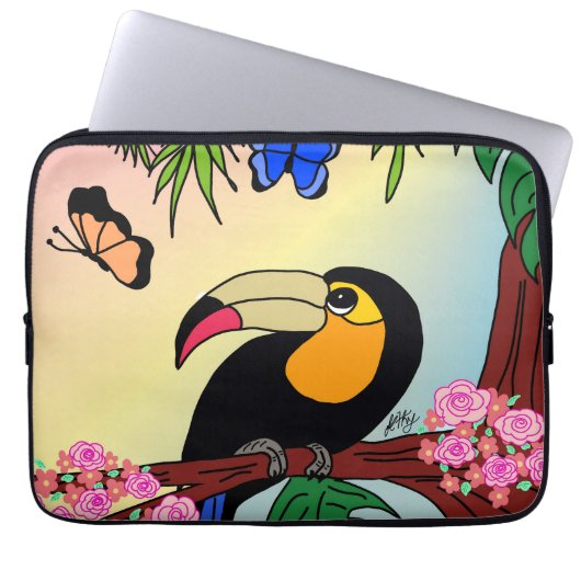 Capa para laptop Tucano e borboletas ラップトップスリーブ (正面)