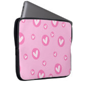 Capa para Portátil Rosa com Corações ラップトップスリーブ (正面右)