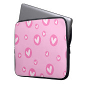 Capa para Portátil Rosa com Corações ラップトップスリーブ (正面左)