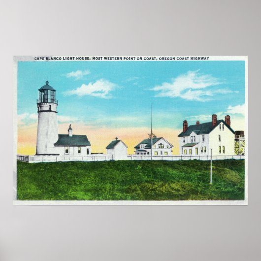 Cape Blanco LighthouseCoastの外部ビュー ポスター (正面)