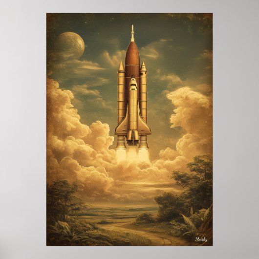 Cape Canaveral Rocket – Mid-Century Retro Space ポスター (正面)