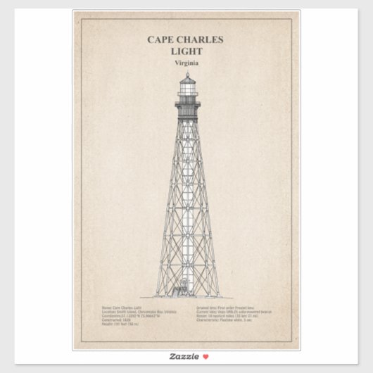 Cape Charles Light house – バージニア州 – SBD シール (シート)