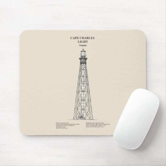Cape Charles Light house – バージニア州 – SBD マウスパッド (マウス)