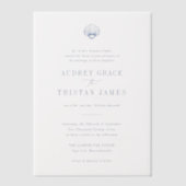 CAPE CODコースタルブルー結婚ズ ベラム紙招待状 (正面)