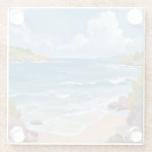 Cape Cod Beach Bay Ocean Painting ガラスコースター (裏面)