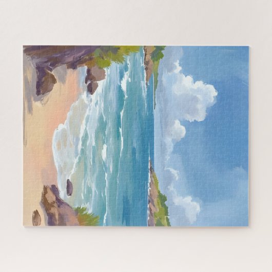 Cape Cod Beach Bay Ocean Painting ジグソーパズル (横)