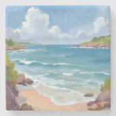 Cape Cod Beach Bay Ocean Painting ストーンコースター (正面)
