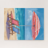 Cape Cod Beach Day | Watercolor Ocean MA ジグソーパズル (横)