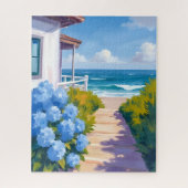 Cape Cod Beach Path | Hydrangea Coastal Painting ジグソーパズル (縦)