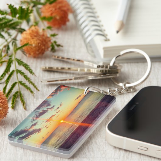 Cape Cod Beach Sunset Photo キーホルダー (正面右)