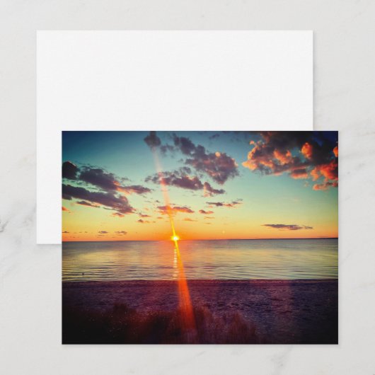 Cape Cod Beach Sunset Photo ノートカード (正面/裏面)