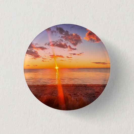 Cape Cod Beach Sunset Photo Pinback Button 缶バッジ (正面)