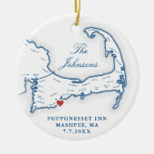 Cape Cod MAの写真結婚初めてのクリスマス セラミックオーナメント (正面)