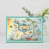 Cape Cod MA 5x7 Map Postcard サンキューカード (スタンド正面)