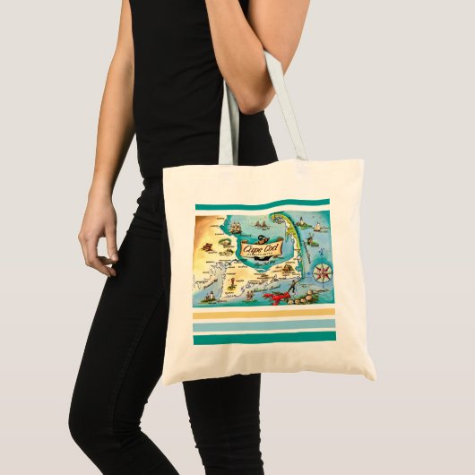 Cape Cod MA Map Tote トートバッグ (正面(商品))