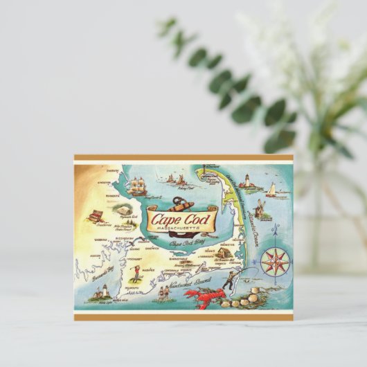 Cape Cod MA Retro Postcard ポストカード (スタンド正面)