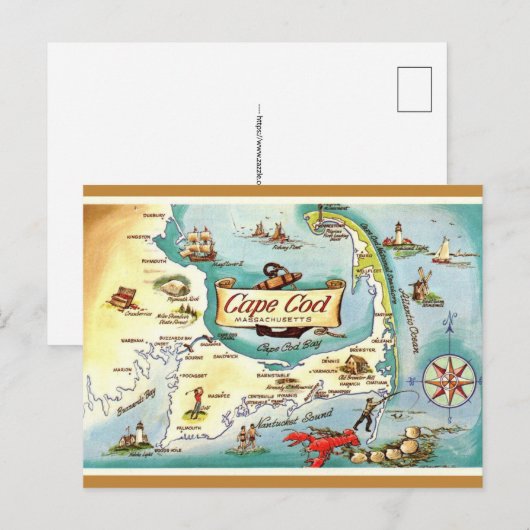 Cape Cod MA Retro Postcard ポストカード (正面/裏面)